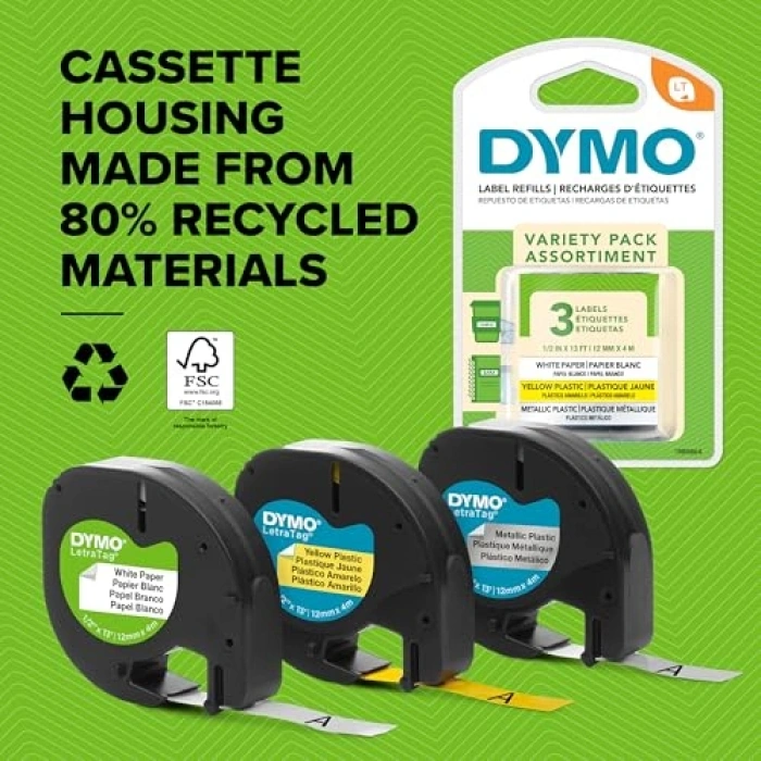 Mavi Plastik Şerit - 12 mm x 4 mt, LetraTag Uyumlu