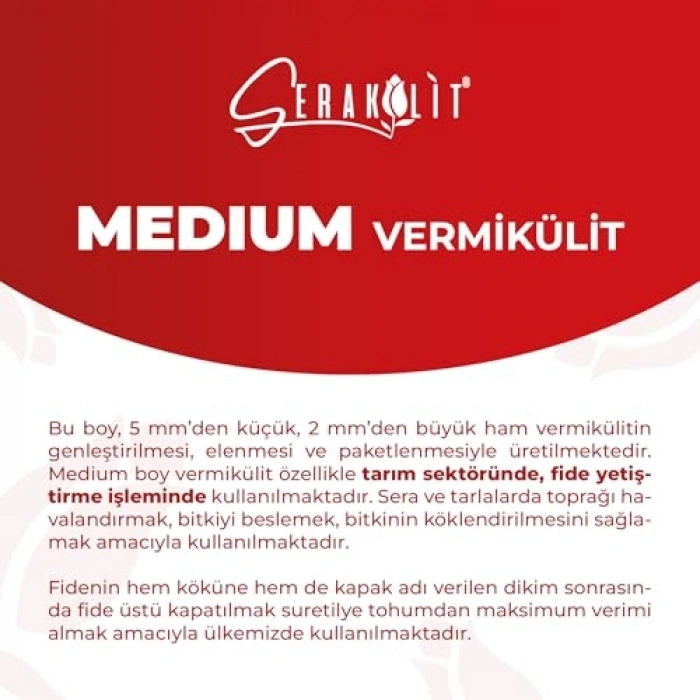 Medium Boyutunda 1 Litre Verkülit, Bitki Yetiştirme İçin