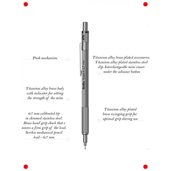 Mekanik Kurşun Kalem Seti, 0.7 mm, Silgi ve Min Uçlu