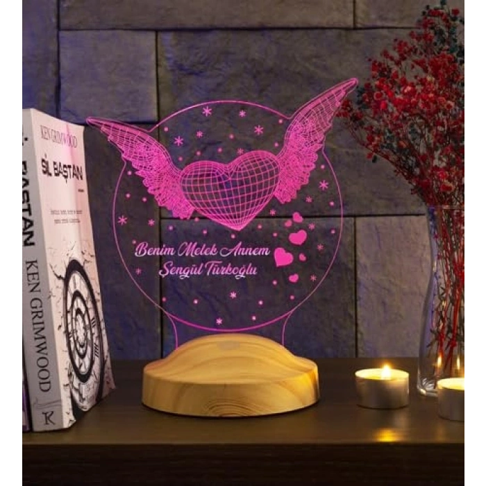 Melek Kanatlı Anneye Özel Led Lamba Hediye