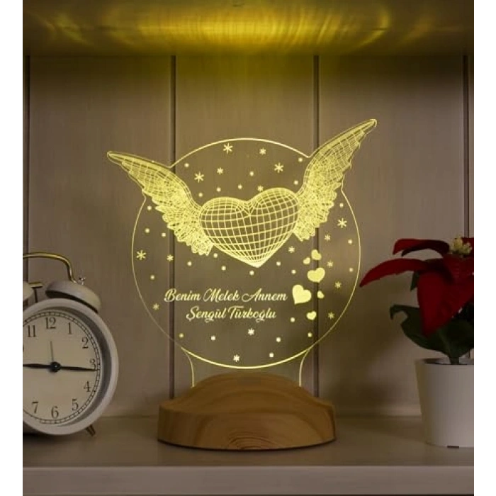 Melek Kanatlı Anneye Özel Led Lamba Hediye