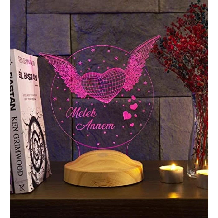 Melek Kanatlı Anneye Özel Led Lamba Hediye