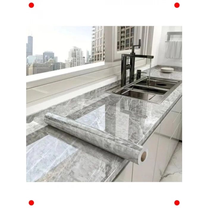 Mermer Desenli Yapışkanlı Folyo - Atina Grisi 60CM*5MT