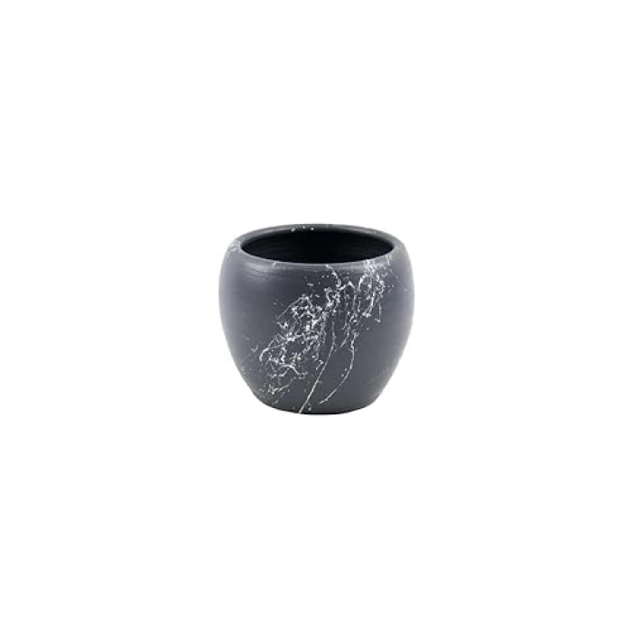 Mermer efektli gri beyaz toprak saksı, 15 cm