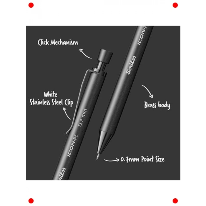 Metal Gövdeli 0.7 mm Versatil Kalem - Mat Siyah