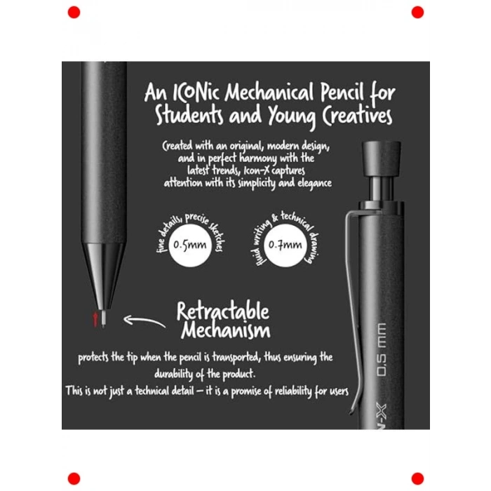 Metal Gövdeli Versatil Kalem 0.5 mm Mat Siyah