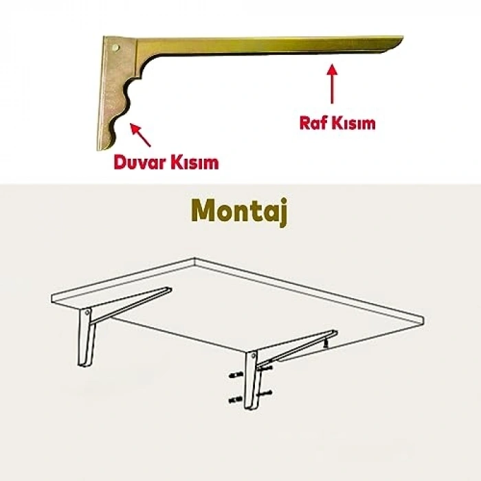 Metal Katlanır Raf Altı Ayağı, 18 x 10 cm, 2 Adet Set
