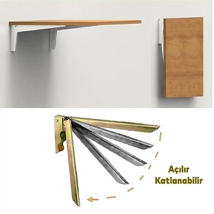 Metal Katlanır Raf Altı Ayağı, 18 x 10 cm, 2 Adet Set