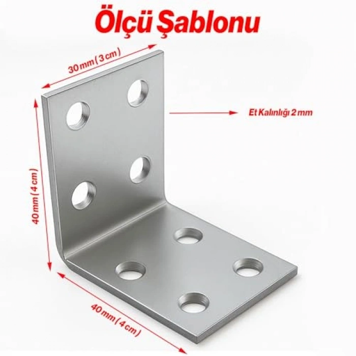 Metal Köşebent L Deri 30x40x40 mm, 25 Adet Set