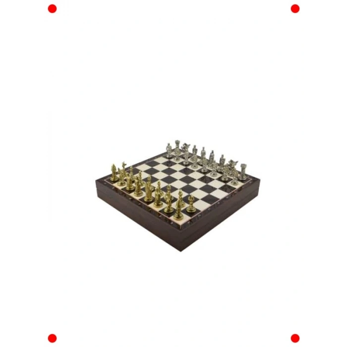 Metal Osmanlı-Bizans Satranç Takımı: Ceviz Desenli Sandık