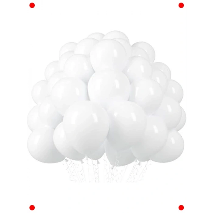 Metalik Beyaz Balon Seti - 10 Adet, Parti Süslemeleri