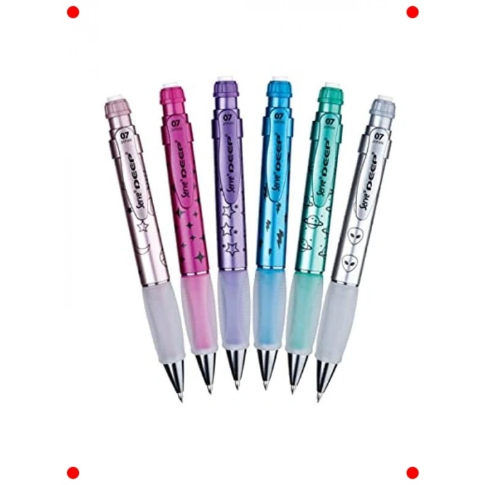 Metalik Desen Mekanik Kalem Seti 0.7 mm (6 Adet)