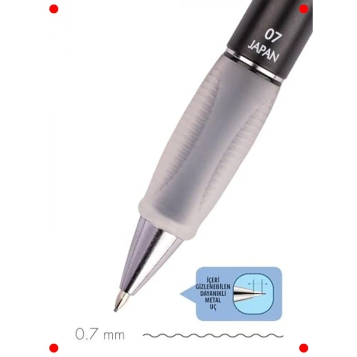 Metalik Siyah Mekanik Kurşun Kalem 0.7 mm