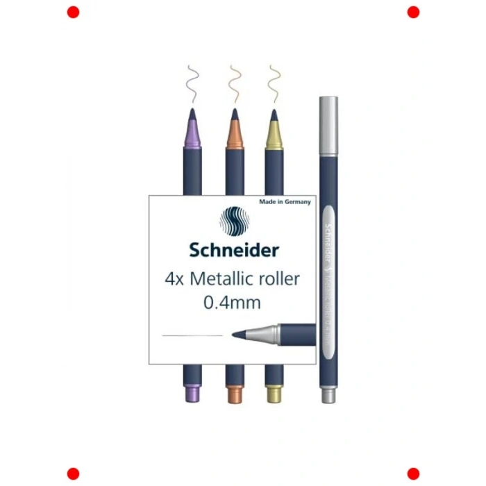 Metalik Tükenmez Kalem 4lü Set - 0.4 mm Çeşitli Renk