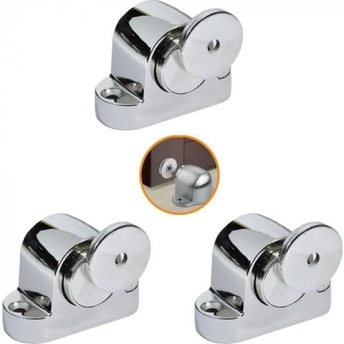 Mıknatıslı Kapı Tamponu, 3 Adet Nikel Kaplama ile