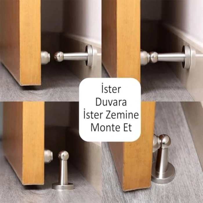 Mıknatıslı Metal Kapı Tutucu, Durdurucu Stoper Vidalı, Krom