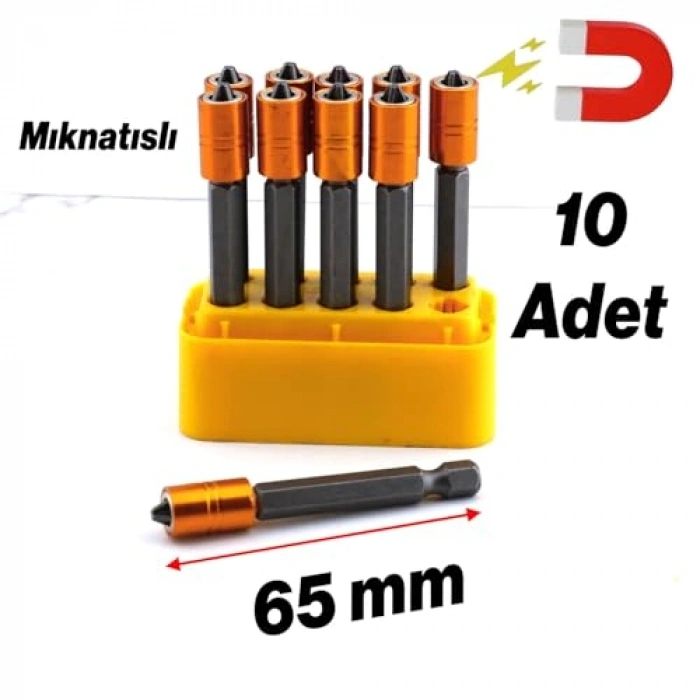 Mıknatıslı Vida Tutucu Uç Seti, 10 Adet PZ2 65 mm