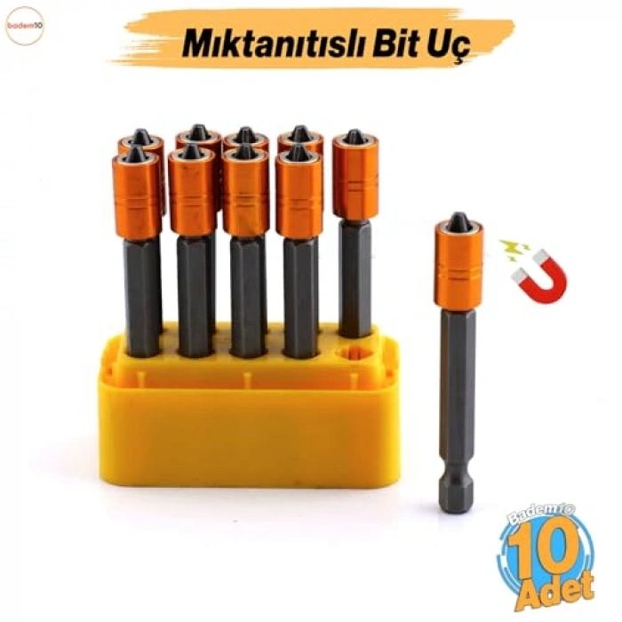 Mıknatıslı Vida Tutucu Uç Seti, 10 Adet PZ2 65 mm