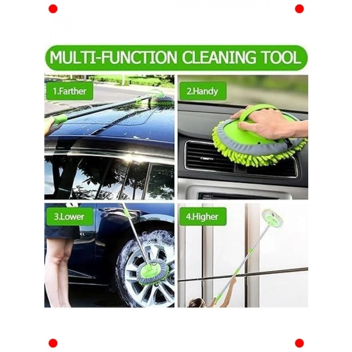 Mikrofiber Uzun Saplı Araç Temizleme Fırçası Seti