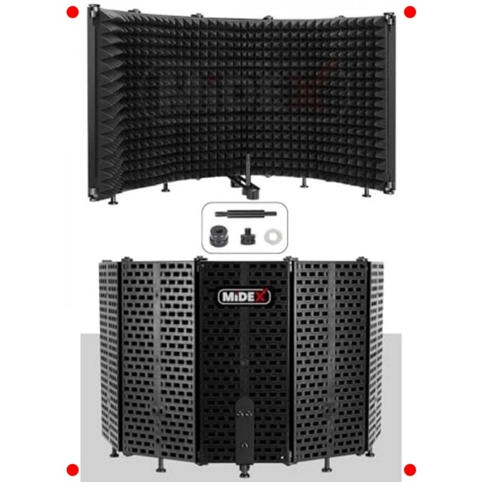 Mikrofon Ses Yalıtım Paneli 5 Bölümlü Ayaklı