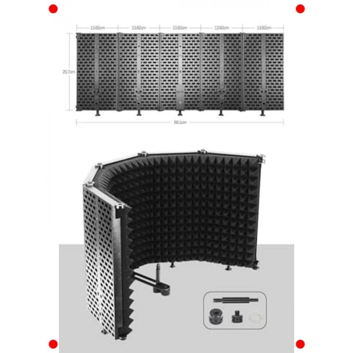 Mikrofon Ses Yalıtım Paneli 5 Bölümlü Ayaklı