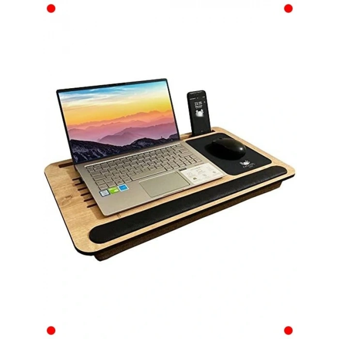 Minderli Laptop Sehpası Tablet Telefon Bölmeli