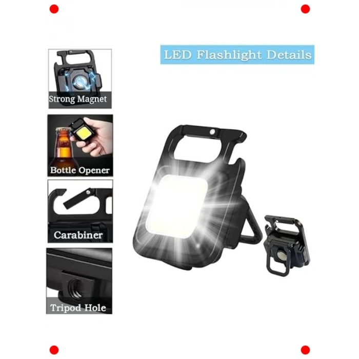 Mini COB LED Anahtarlık Fener, Mıknatıslı