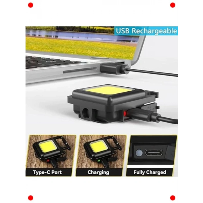 Mini COB LED Anahtarlık Fener - Mıknatıslı