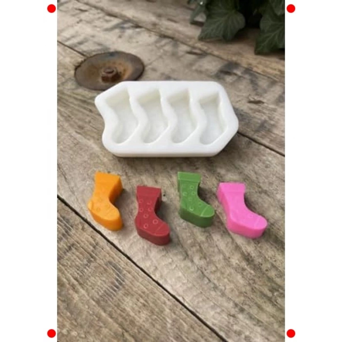 Mini Dilek Çorabı Silikon Mum Kalıbı, 4lü