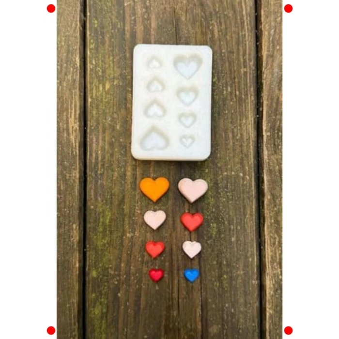 Mini Kalp Şekilli Silikon Mum Kalıbı Seti (8 Adet)