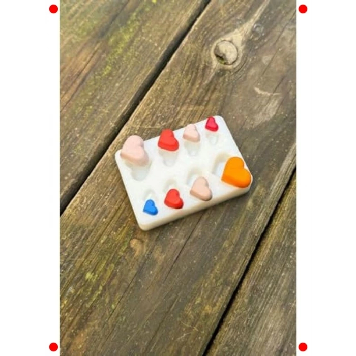 Mini Kalp Şekilli Silikon Mum Kalıbı Seti (8 Adet)