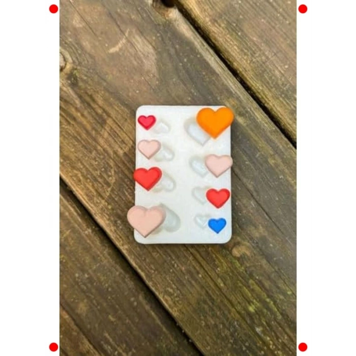 Mini Kalp Şekilli Silikon Mum Kalıbı Seti (8 Adet)