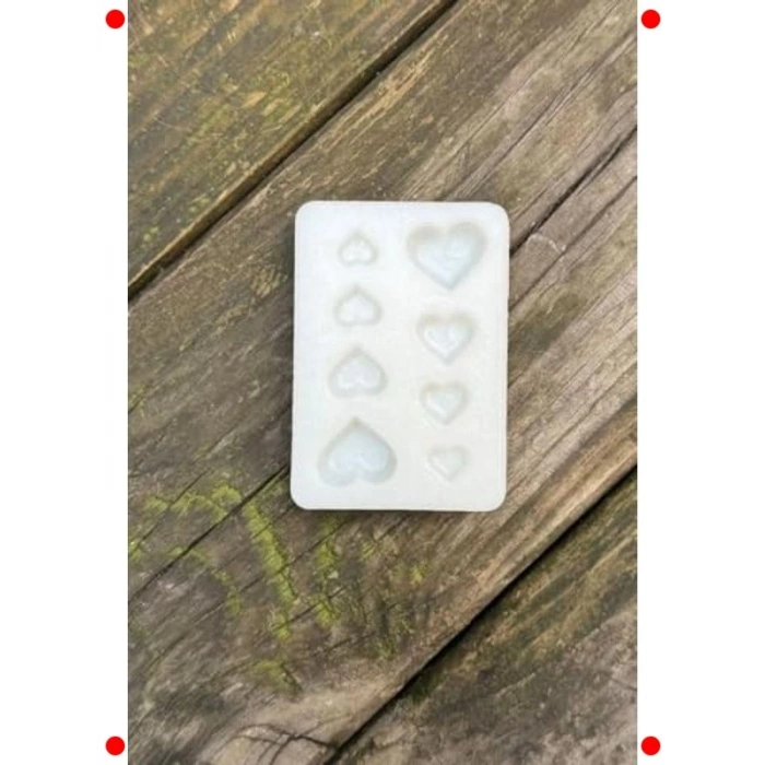 Mini Kalp Şekilli Silikon Mum Kalıbı Seti (8 Adet)