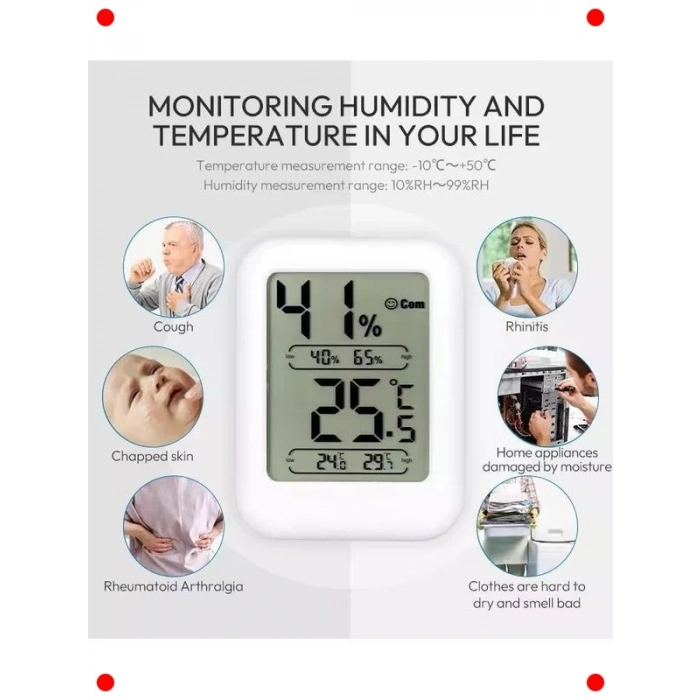 Mini Masa Üstü Dijital Termometre ve Nem Ölçer