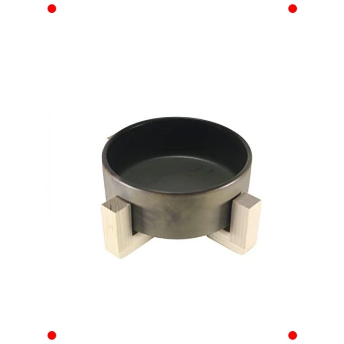 Minimalist Ahşap Kedi Mama & Su Kabı Seti (Tekli)