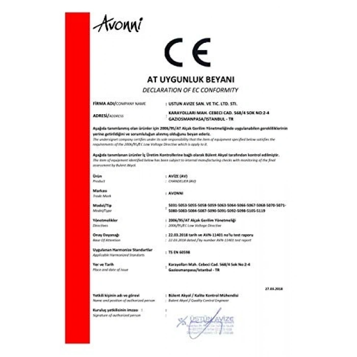 Modern Avize, 60 W ile Şık Aydınlatma Sağlar