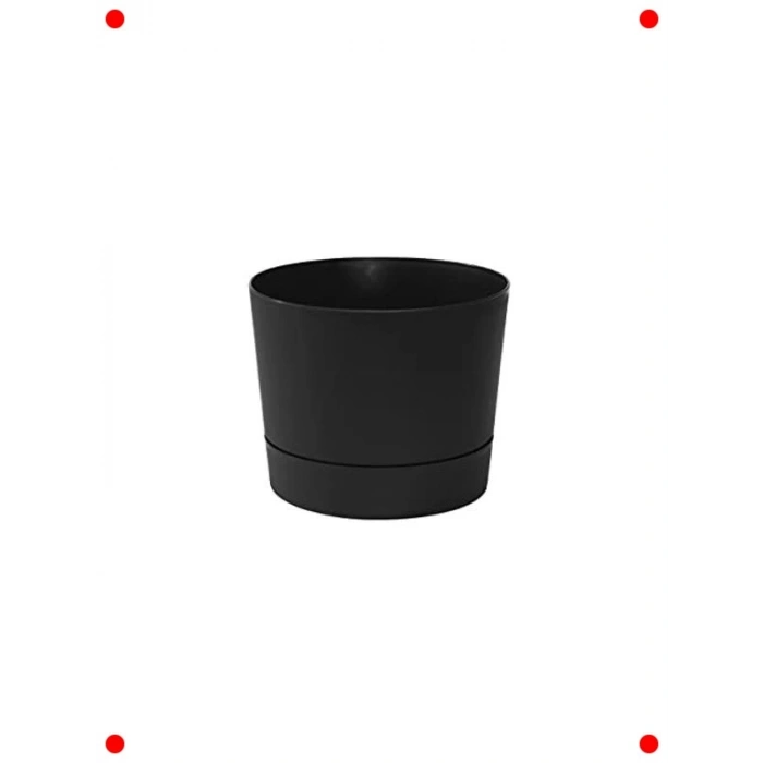 Modern Düşük Profil Silindir Saksı - Mat Siyah (21.5cm)