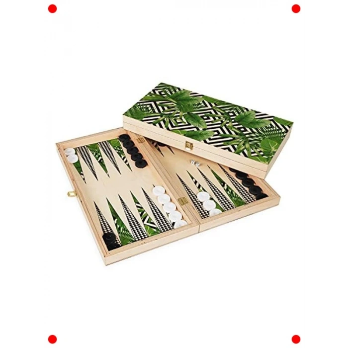 Modern El Yapımı Yeşil Yaprak Tavla Seti