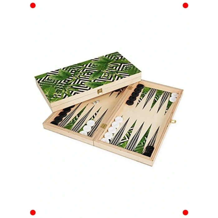 Modern El Yapımı Yeşil Yaprak Tavla Seti