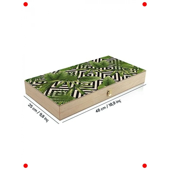 Modern El Yapımı Yeşil Yaprak Tavla Seti