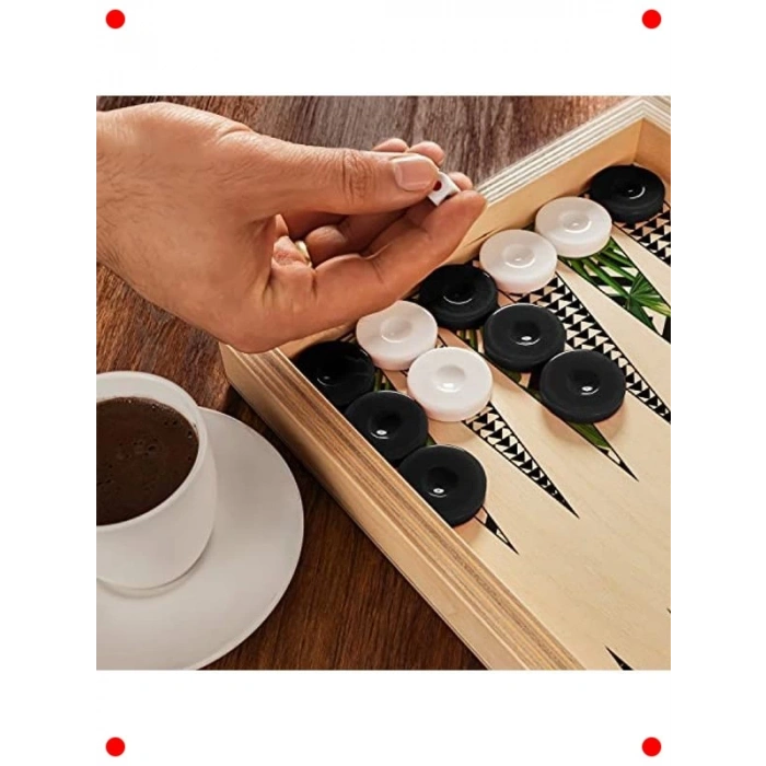 Modern El Yapımı Yeşil Yaprak Tavla Seti