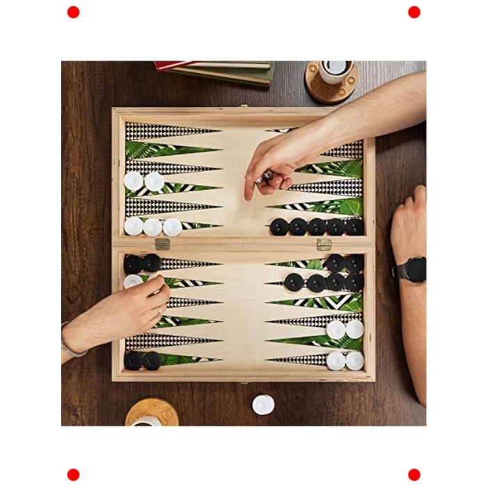 Modern El Yapımı Yeşil Yaprak Tavla Seti