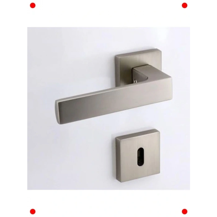 Modern Kare Rozetli Paslanmaz Çelik Kapı Kolu Seti