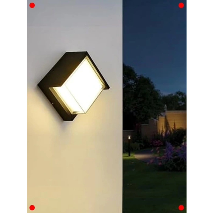 Modern Siyah İç/Dış Mekan LED Duvar Aplik (15W)