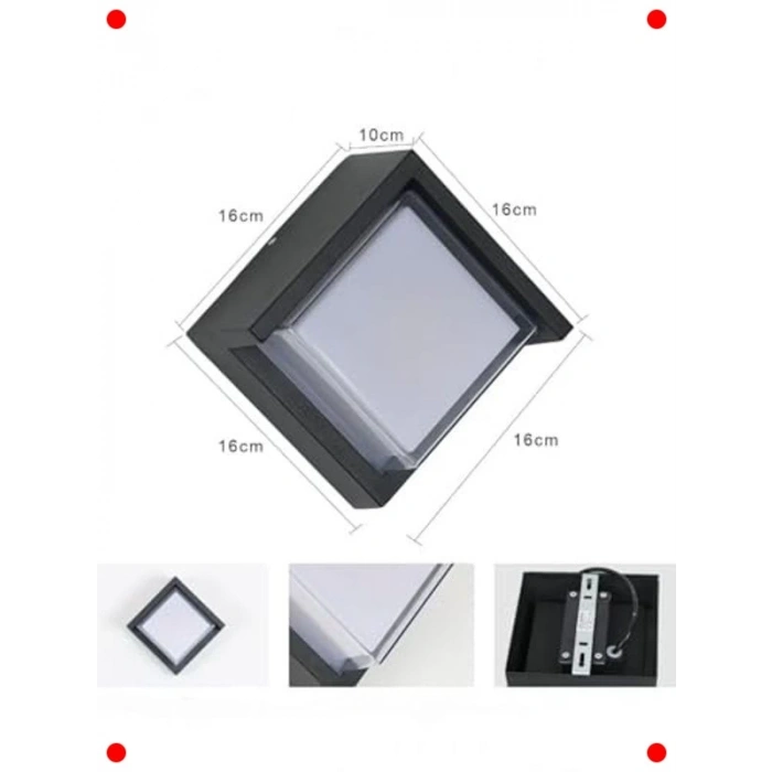 Modern Siyah İç/Dış Mekan LED Duvar Aplik (15W)