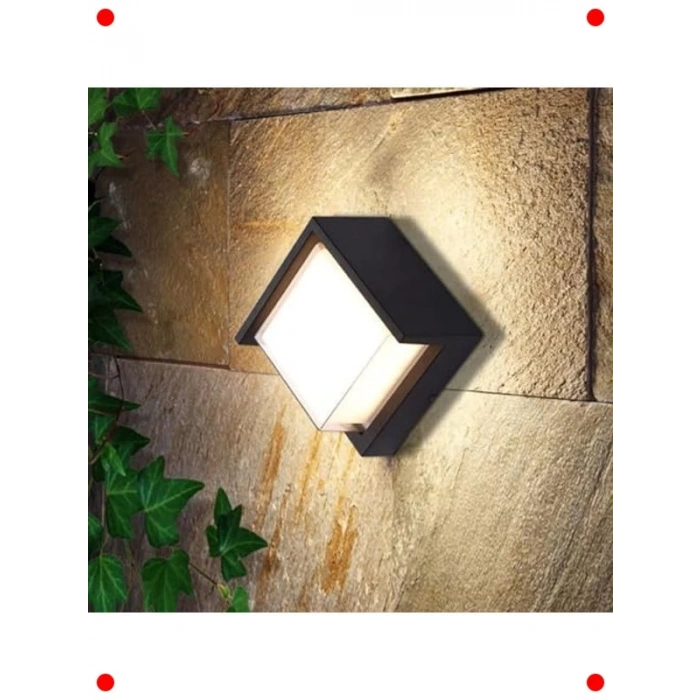 Modern Siyah İç/Dış Mekan LED Duvar Aplik (15W)