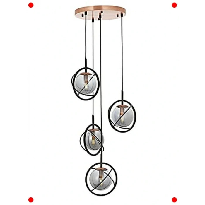 Modern Siyah Metal Cam ize 35 cm