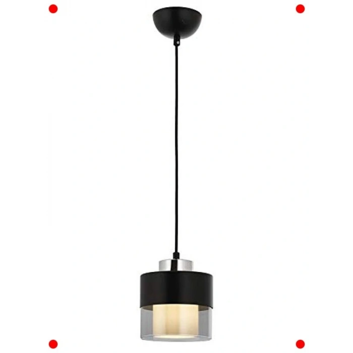 Modern Siyah Metal-Cam Sarkıt ize E27