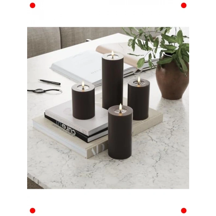 Moka Rengi Alevsiz LED Mum - Gerçekçi Titreşimli Işık