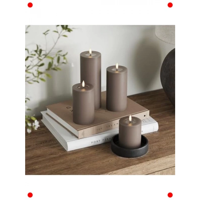 Moka Rengi Alevsiz LED Mum - Gerçekçi Titreşimli Işık